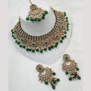 NAFJ Gold Plated Crystal Stone And Pearl Necklace Set