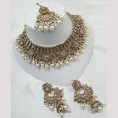 NAFJ Gold Plated Crystal Stone And Pearl Necklace Set
