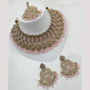 NAFJ Gold Plated Crystal Stone And Beads Choker Necklace Set
