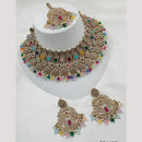 NAFJ Gold Plated Crystal Stone And Beads Choker Necklace Set
