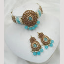 NAFJ Gold Plated Crystal Stone And Beads Choker Necklace Set