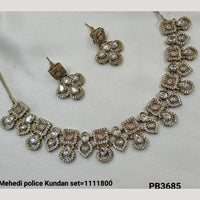 NAFJ Gold Plated Crystal Stone Necklace Set