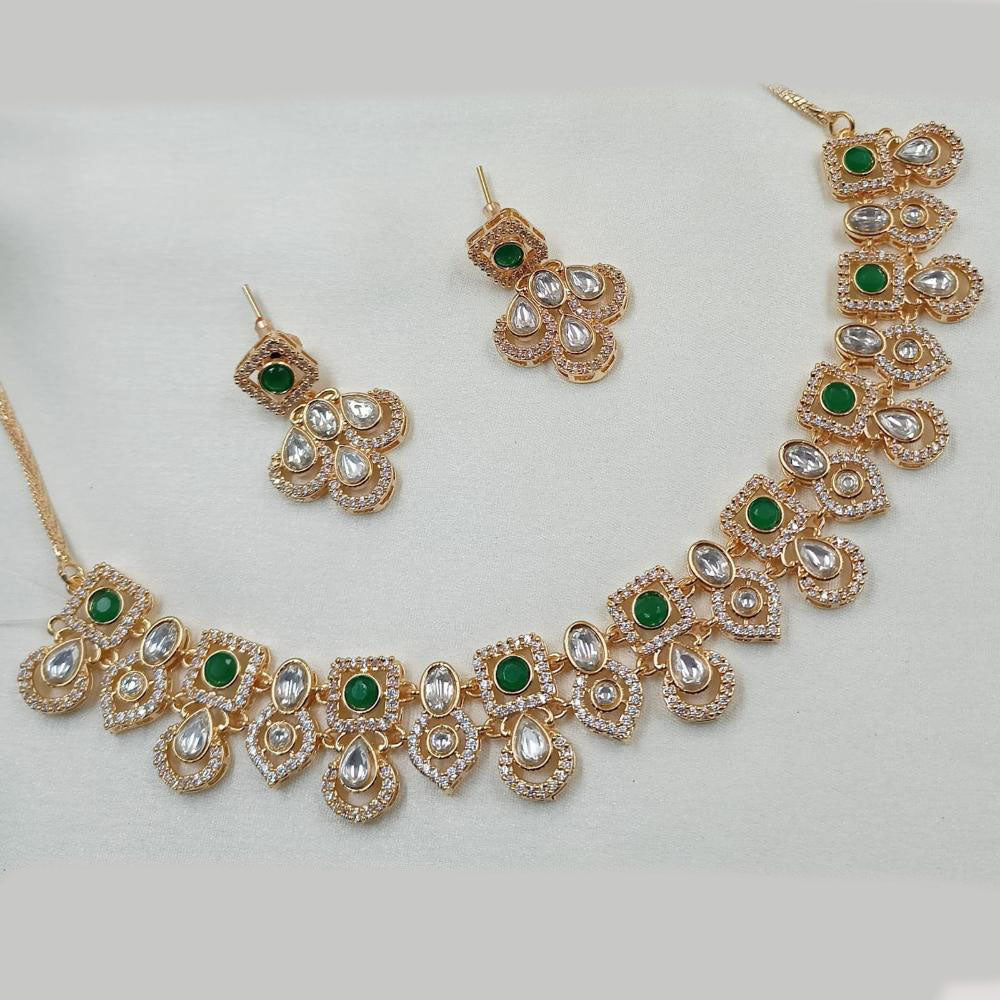 NAFJ Gold Plated Crystal Stone Necklace Set