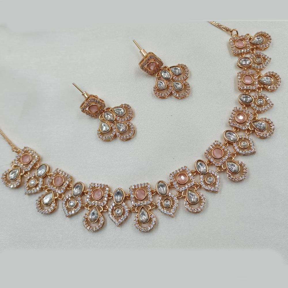 NAFJ Gold Plated Crystal Stone Necklace Set