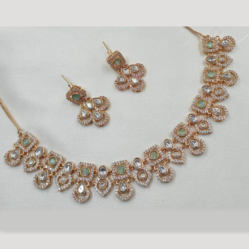 NAFJ Gold Plated Crystal Stone Necklace Set