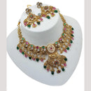 NAFJ Gold Plated Crystal Stone And Beads Necklace Set