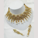 NAFJ Gold Plated Crystal Stone And Pearl Necklace Set