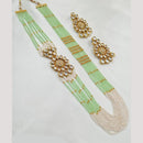 NAFJ Gold Plated Kundan And Pearl Long Necklace Set