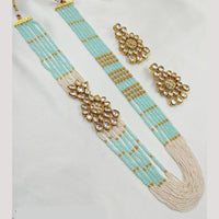 NAFJ Gold Plated Kundan And Pearl Long Necklace Set