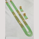 NAFJ Gold Plated Kundan And Beads Long Necklace Set