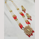 NAFJ Gold Plated Kundan And Pearl Long Necklace Set