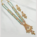 NAFJ Gold Plated Pota Stone And Beads Meenakari Long Necklace Set