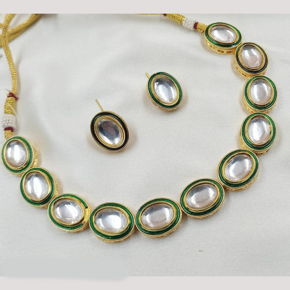 NAFJ Gold Plated Kundan Necklace Set