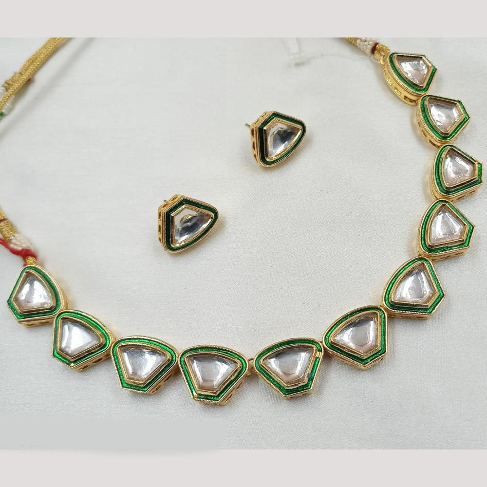 NAFJ Gold Plated Kundan Necklace Set