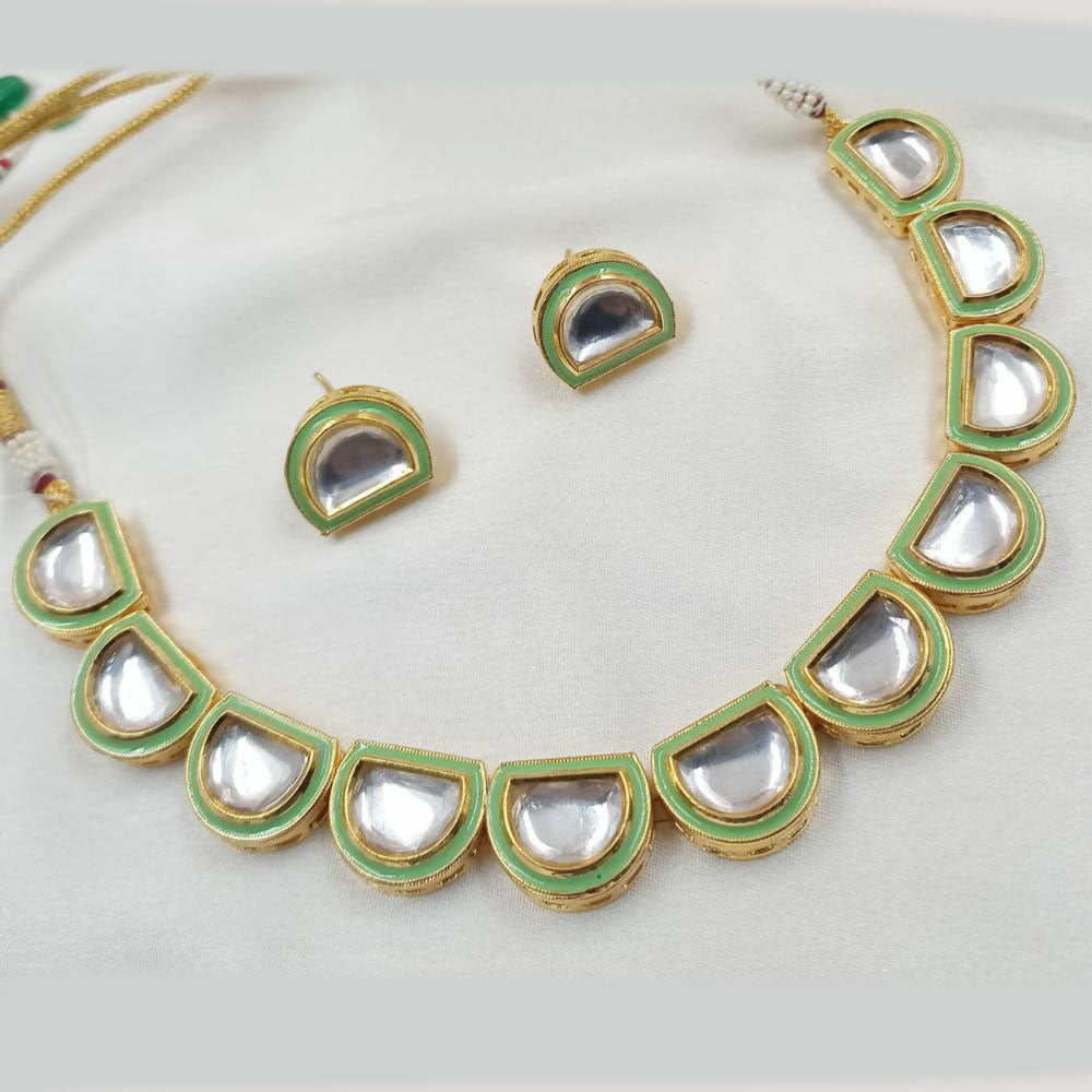 NAFJ Gold Plated Kundan Necklace Set