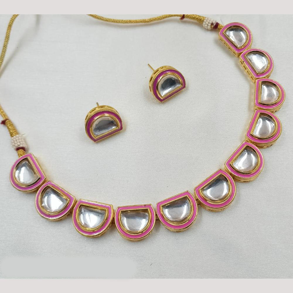NAFJ Gold Plated Kundan Necklace Set