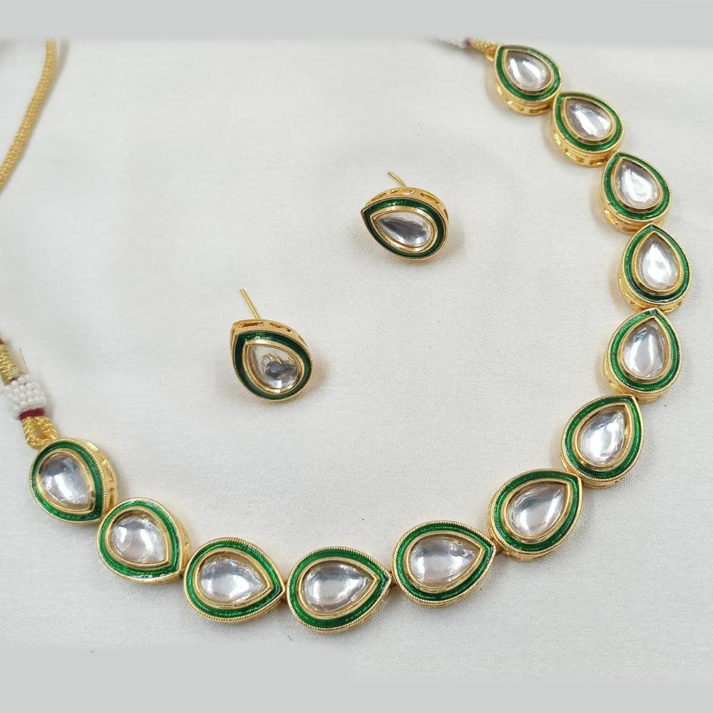 NAFJ Gold Plated Kundan Necklace Set