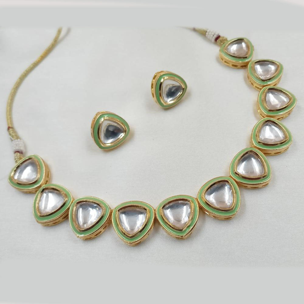 NAFJ Gold Plated Kundan Necklace Set