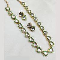 NAFJ Gold Plated Kundan Long Necklace Set