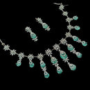 NAFJ Silver Plated American Diamond Necklace Set