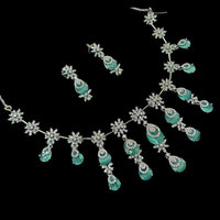 NAFJ Silver Plated American Diamond Necklace Set