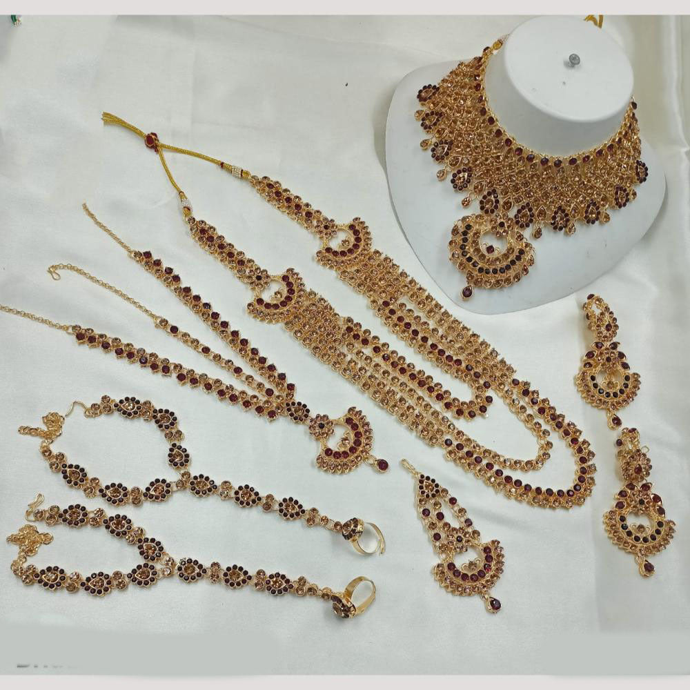 NAFJ Gold Plated Crystal Stone Bridal Set