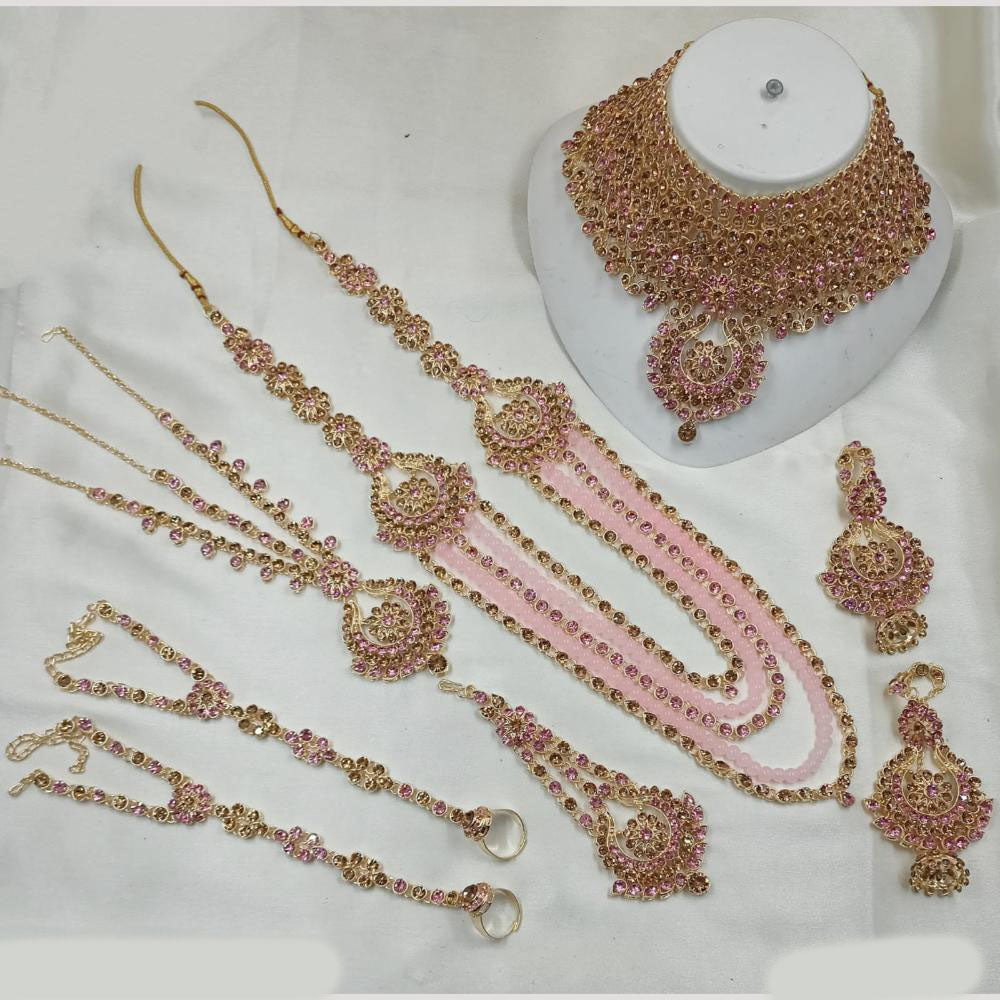 NAFJ Gold Plated Crystal Stone Bridal Set