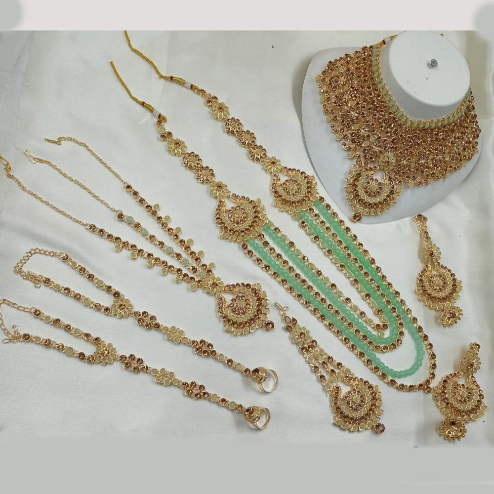 NAFJ Gold Plated Crystal Stone Bridal Set