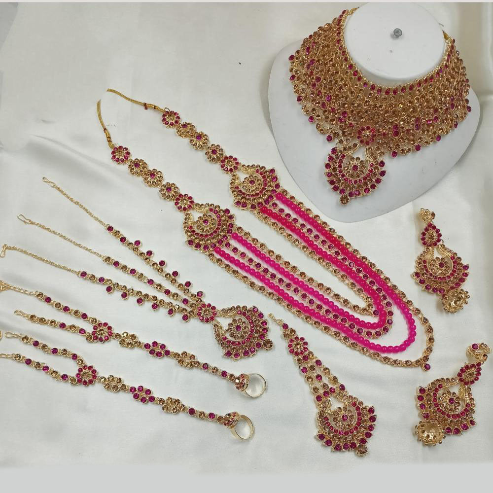 NAFJ Gold Plated Crystal Stone Bridal Set