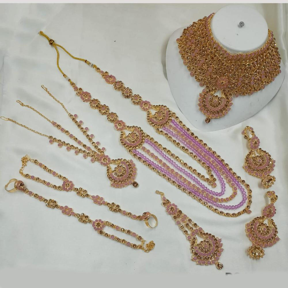 NAFJ Gold Plated Crystal Stone Bridal Set