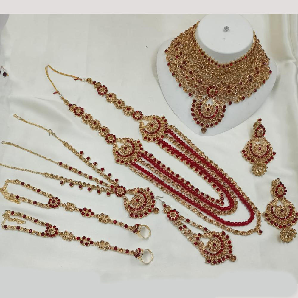 NAFJ Gold Plated Crystal Stone Bridal Set
