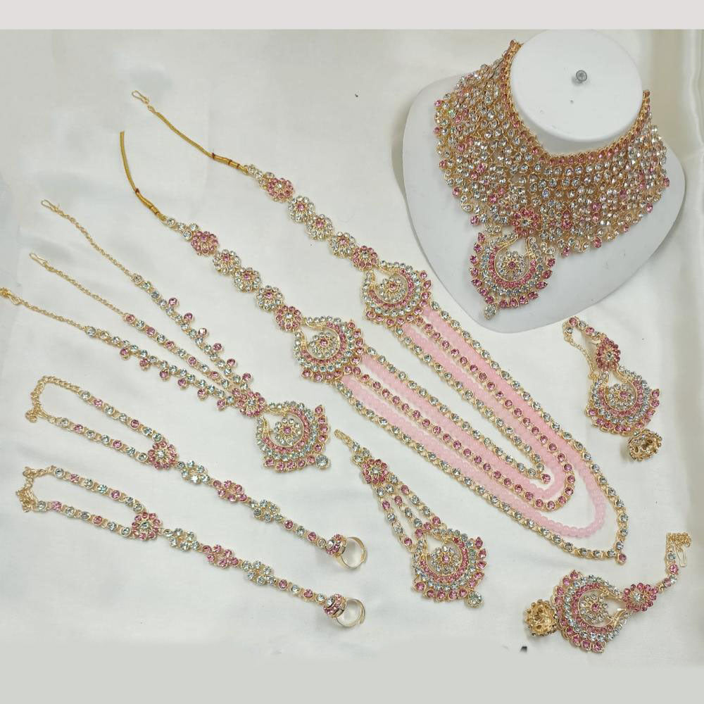 NAFJ Gold Plated Crystal Stone Bridal Set