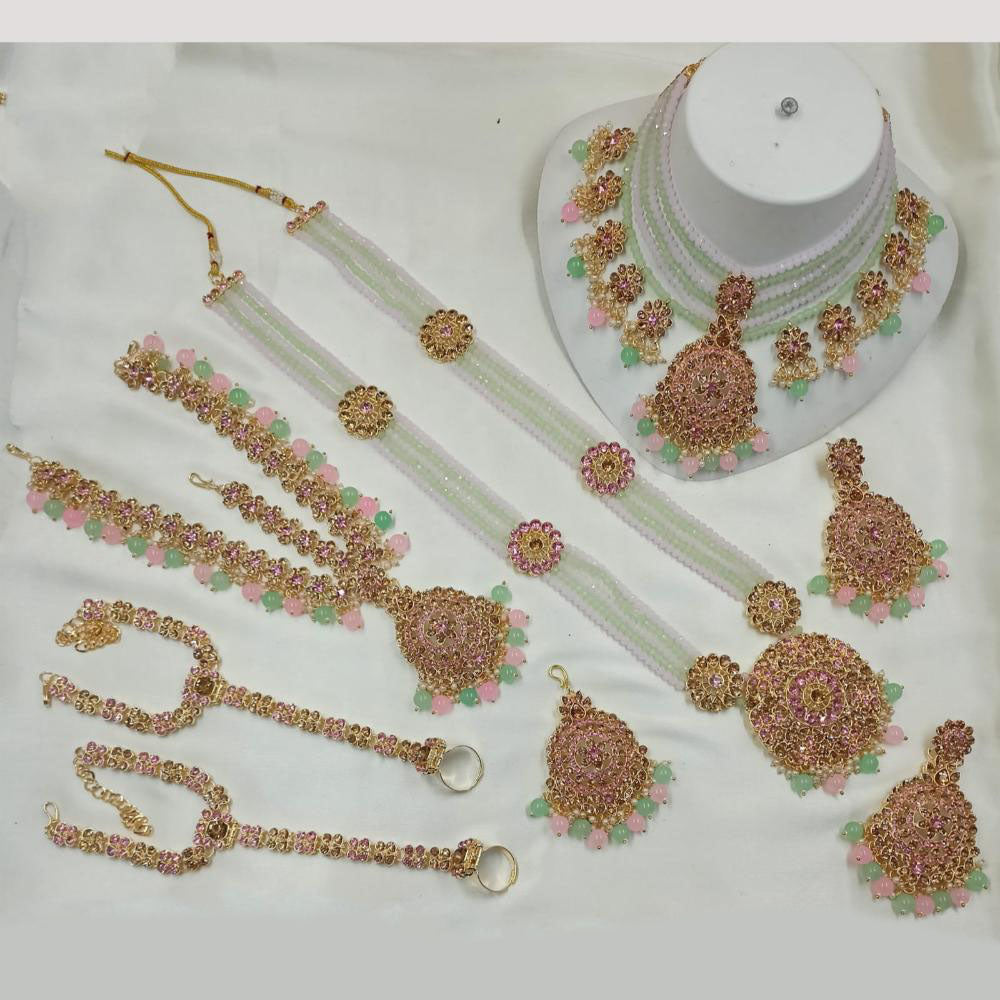 NAFJ Gold Plated Crystal Stone Bridal Set
