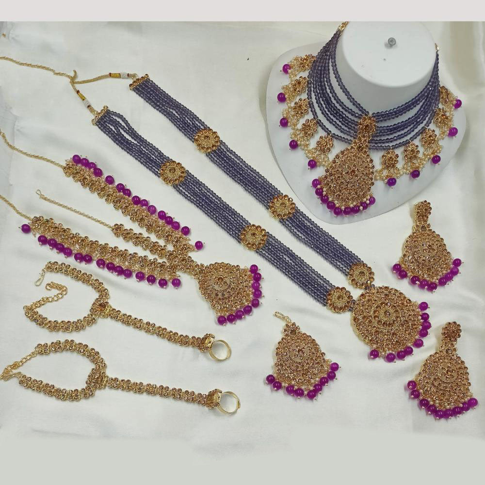 NAFJ Gold Plated Crystal Stone Bridal Set