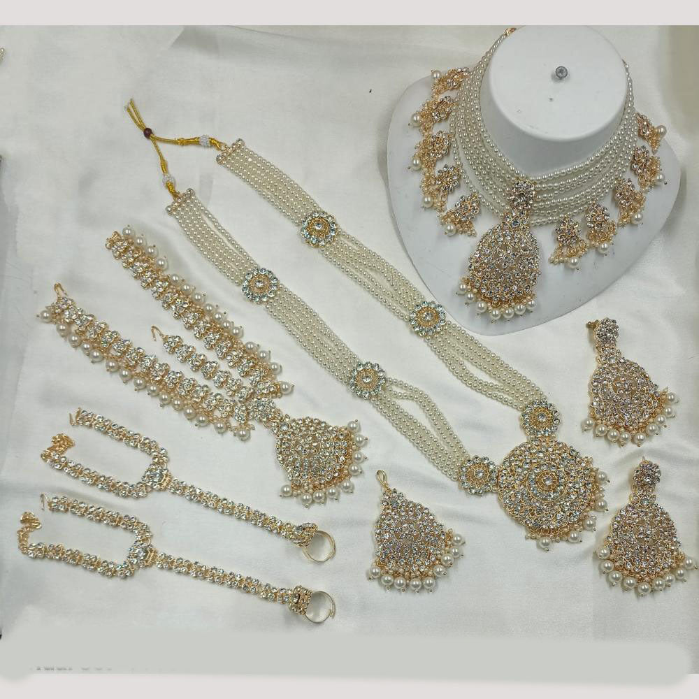 NAFJ Gold Plated Crystal Stone Bridal Set