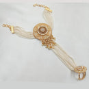 NAFJ Gold Plated Pota Stone Pearl And Meenakari Hand Harness