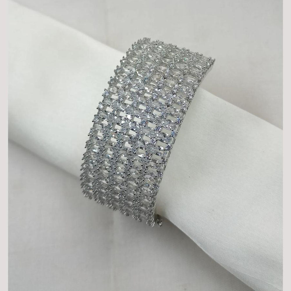 NAFJ Silver Plated American Diamond Openable Bracelet
