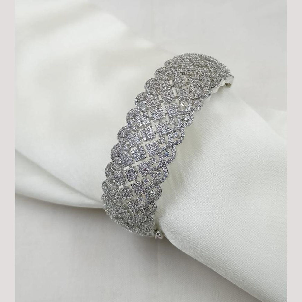 NAFJ Silver Plated American Diamond Openable Bracelet