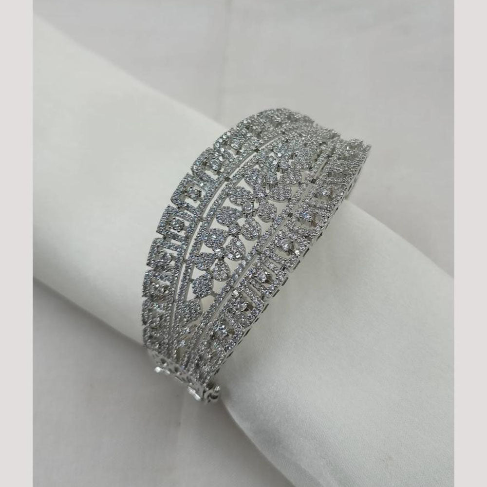 NAFJ Silver Plated American Diamond Openable Bracelet