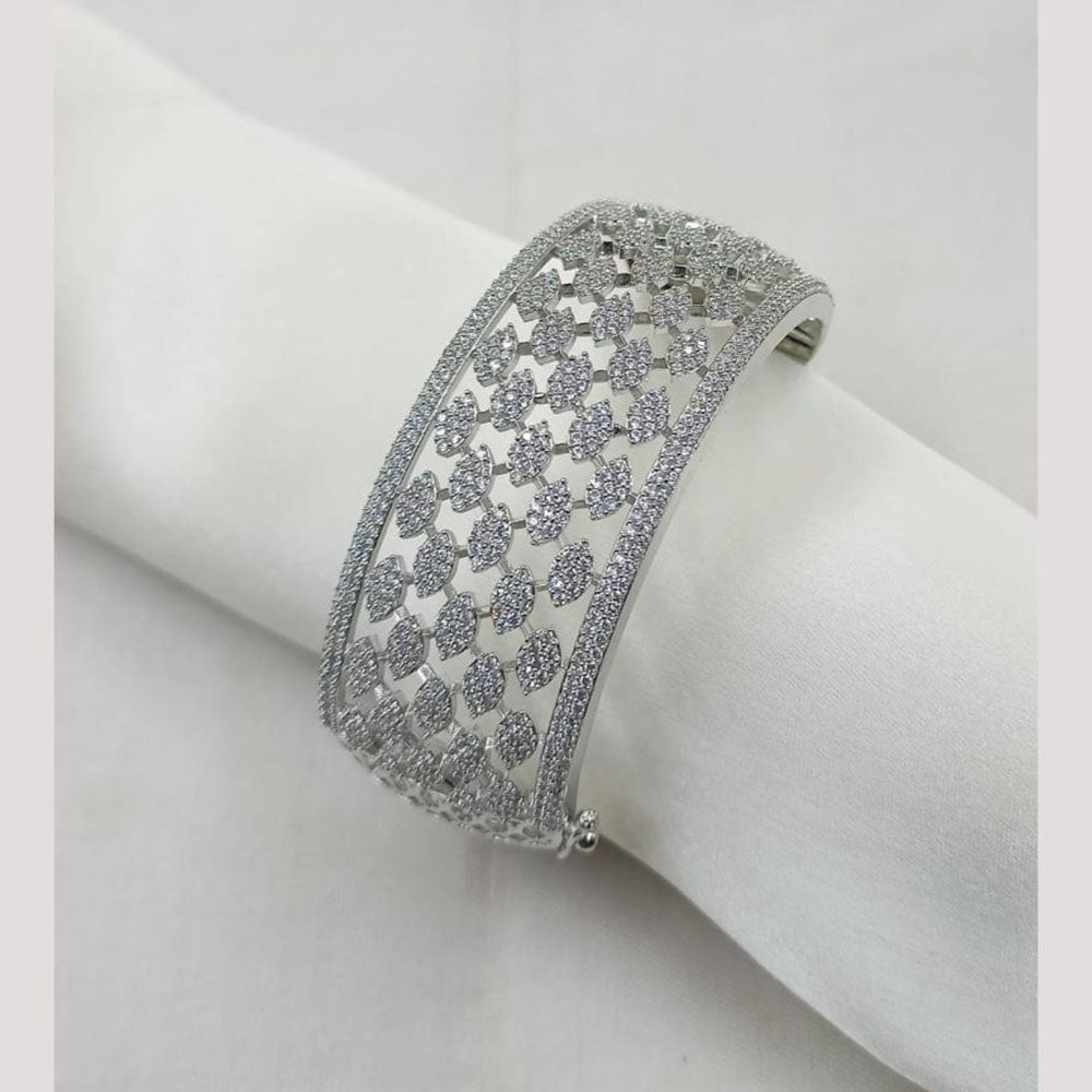 NAFJ Silver Plated American Diamond Openable Bracelet