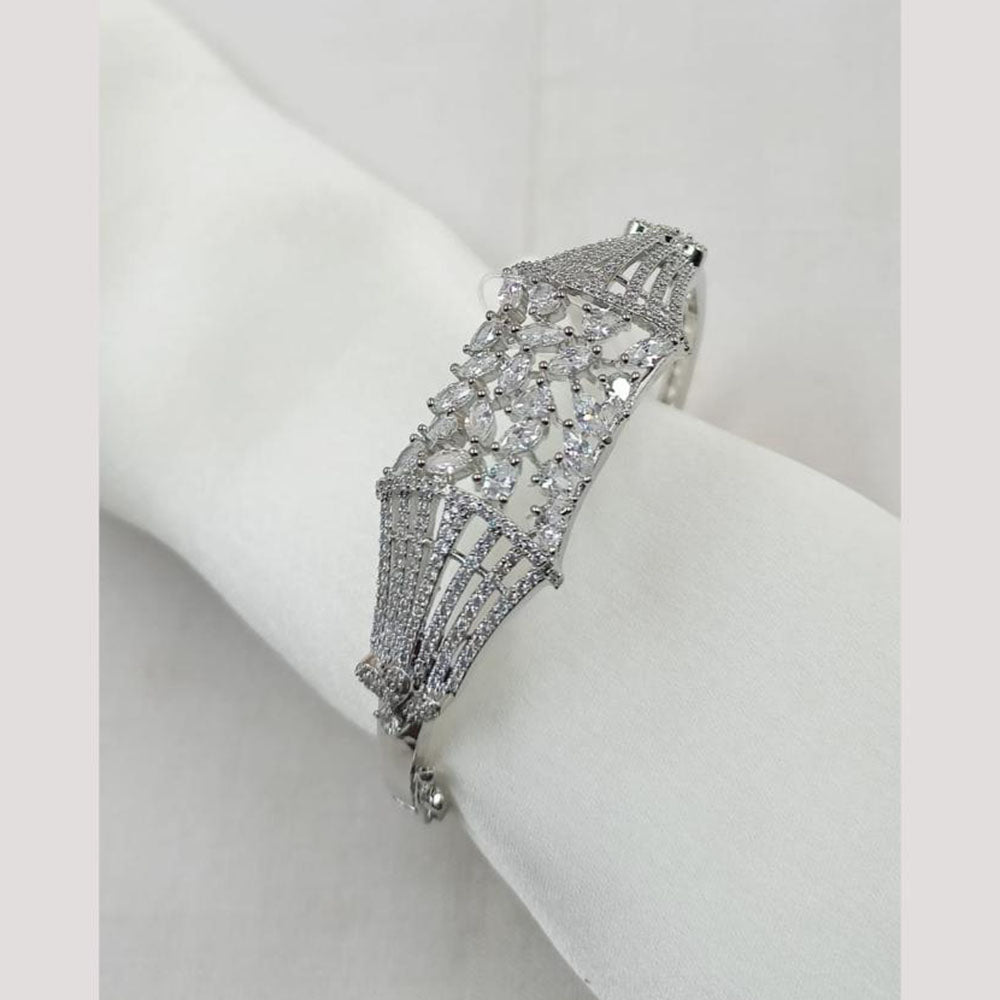 NAFJ Silver Plated American Diamond Openable Bracelet