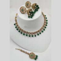 NAFJ Gold Plated Crystal Stone And Beads Necklace Set
