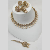 NAFJ Gold Plated Crystal Stone And Beads Necklace Set