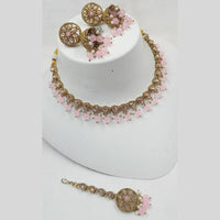 NAFJ Gold Plated Crystal Stone And Beads Necklace Set