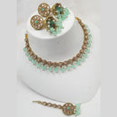 NAFJ Gold Plated Crystal Stone And Beads Necklace Set