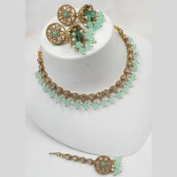 NAFJ Gold Plated Crystal Stone And Beads Necklace Set