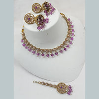 NAFJ Gold Plated Crystal Stone And Beads Necklace Set