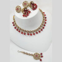 NAFJ Gold Plated Crystal Stone And Beads Necklace Set