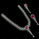 NAFJ Silver Plated American Diamond Necklace Set