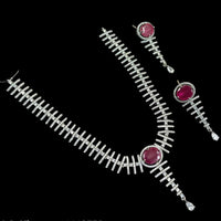 NAFJ Silver Plated American Diamond Necklace Set